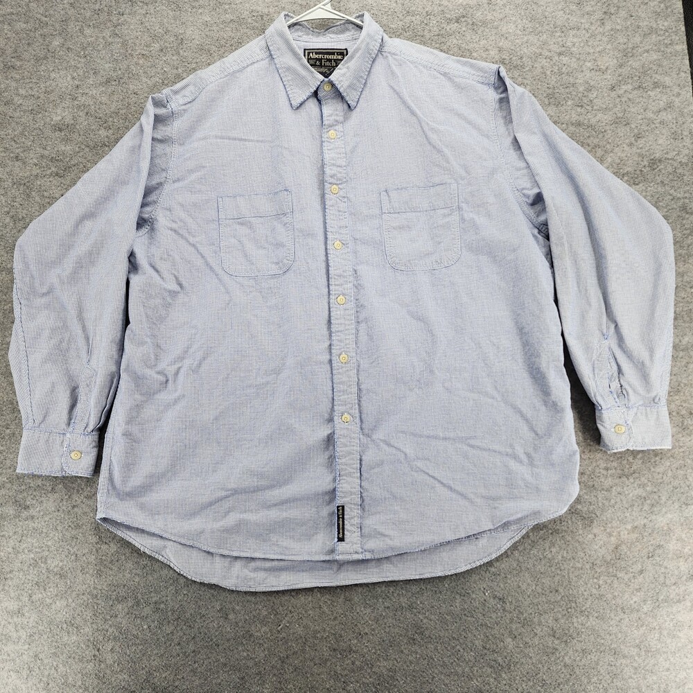 Abercrombie Fitch Shirt Mens XL Button Down Long Sleeve Blue Check